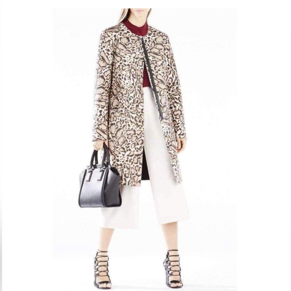 BCBGMaxAzria Mickie Ocelot Print Faux-fur Coat Sz. S